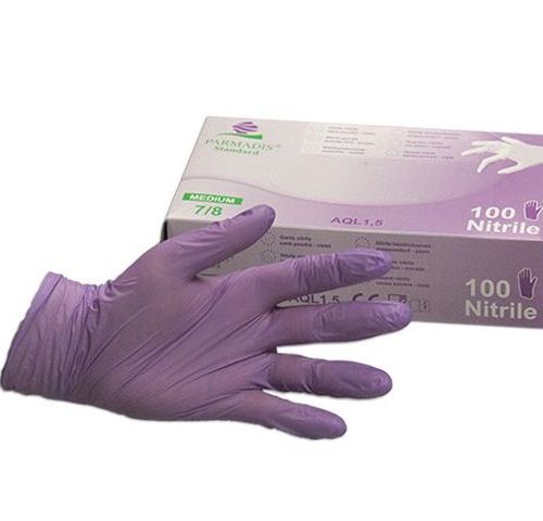 GANTS NITRILE MAUVE ET BLEU ET NOIR